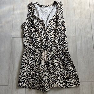 Black and Cream Animal Print Romper